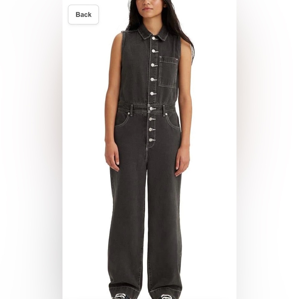 NWT Levi Strauss XS black denim button up overalls jumpsuit
